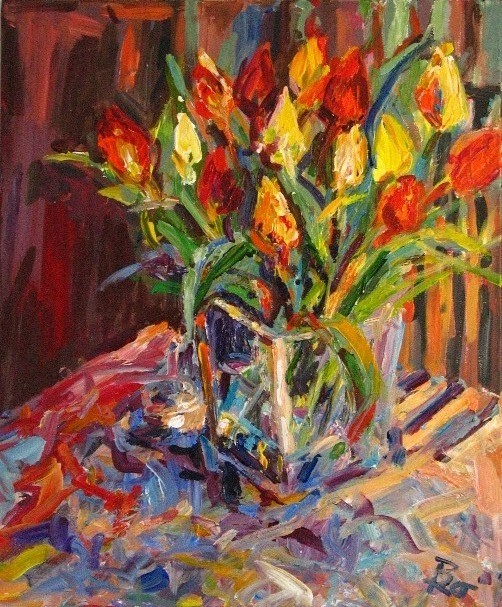 Tulpen in Glasvase (60x50)