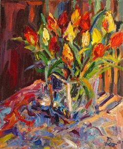Tulpen in Glasvase