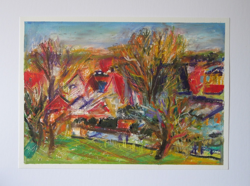 Dorflandschaft im Abendlicht