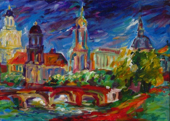 Am Elbufer in Dresden (50x70)
